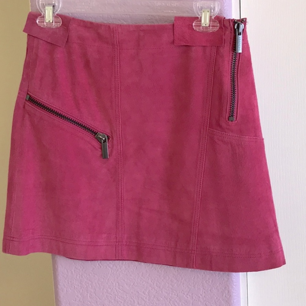 Pink suede skirt